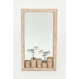 Tall Wooden Mirror with Bird on a Post
