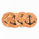 Cork Table Coasters with Anchor - (Set of 6) by Batela