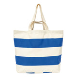 Large Canvas Tote Bag - Blue/White Wide Stripes by Batela