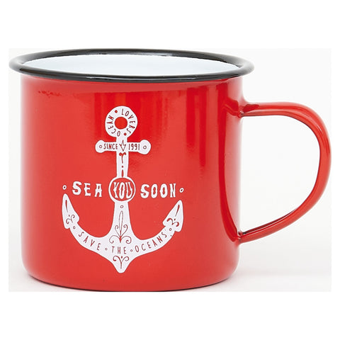 Anchor Red Enamel Mugs (Set of 6)