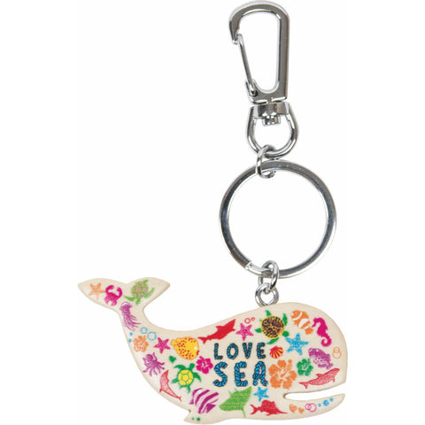 Wooden Key Ring - Decorated Whale