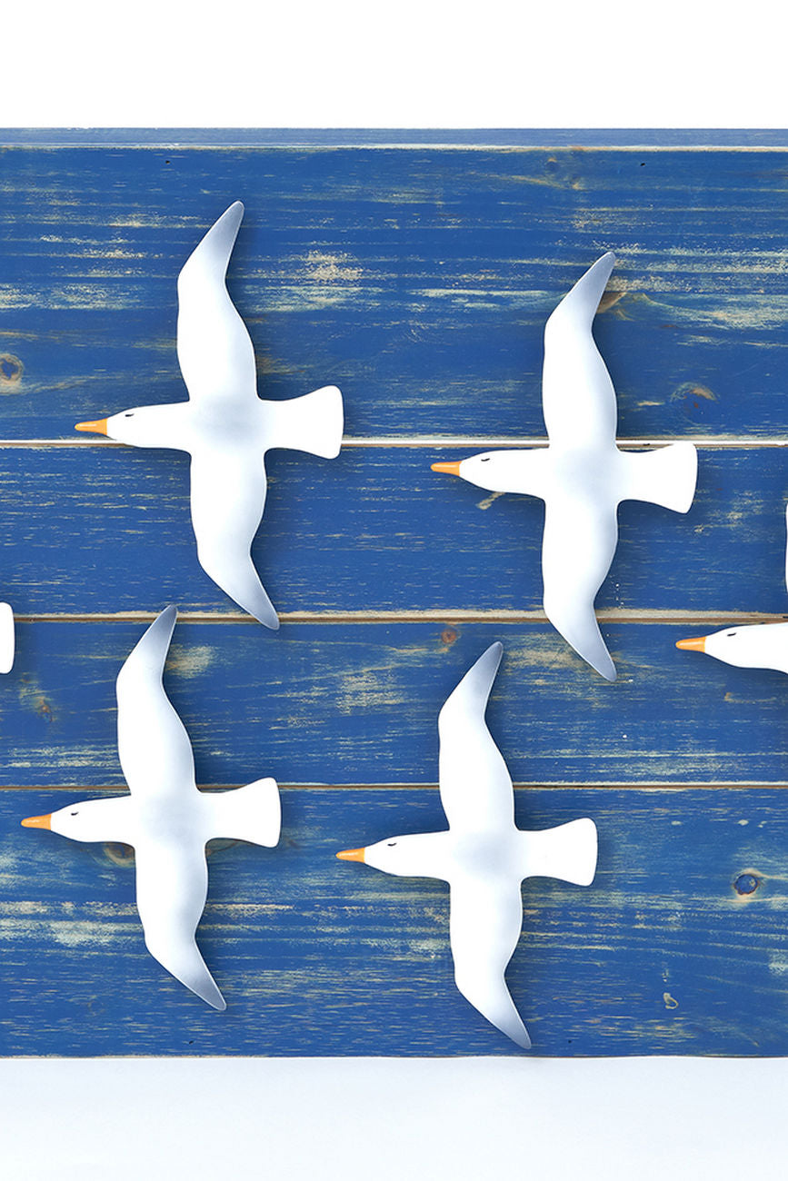 Wooden Wall Art with a Flock of Seagulls Marine Mammals Pictures Batela Giftware