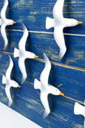 Wooden Wall Art with a Flock of Seagulls Marine Mammals Pictures Batela Giftware