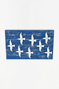 Wooden Wall Art with a Flock of Seagulls Marine Mammals Pictures Batela Giftware