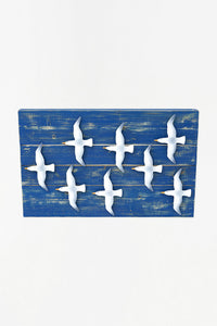 Wooden Wall Art with a Flock of Seagulls Marine Mammals Pictures Batela Giftware