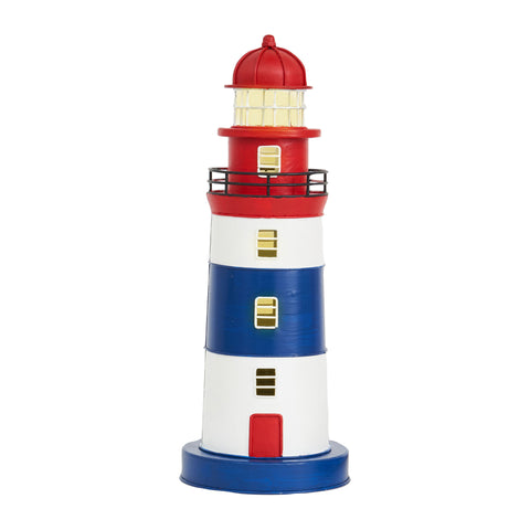 LED Red/White/Blue Lighthouse - Metal
