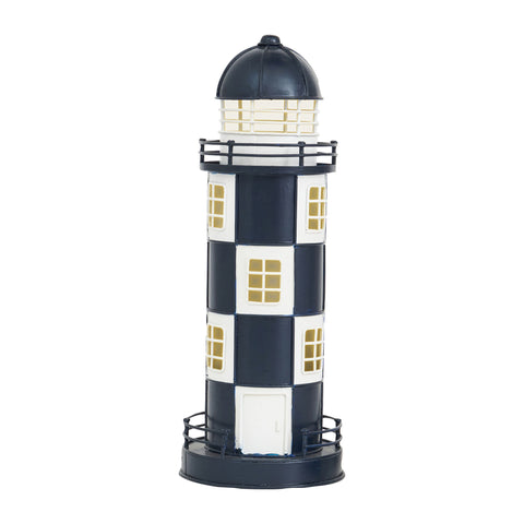 LED Navy/White Lighthouse - Metal