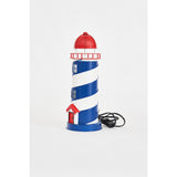 LED Blue/White Lighthouse - Metal Red Top