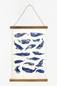 Canvas Wall Hanging with Blue Whales Marine Mammals Pictures Batela Giftware