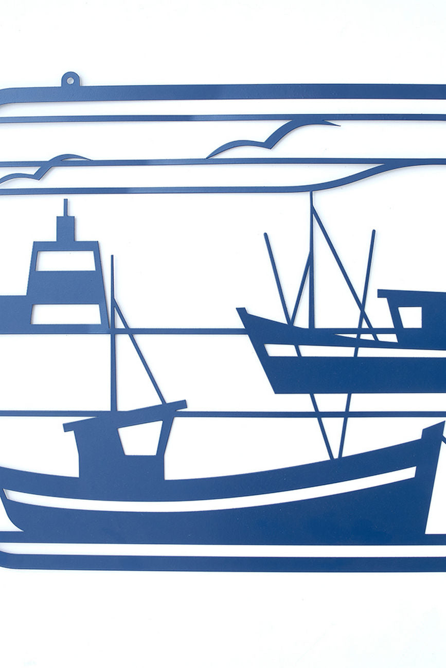 Metal Cutout Port Scene Wall Art Hanging Marine Mammals Pictures Batela Giftware