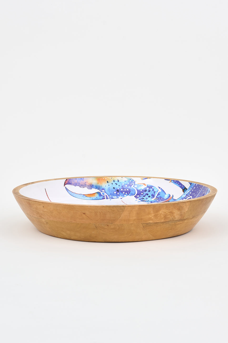 Large Enamelled Wooden Bowl with Lobster Design Batela Giftware