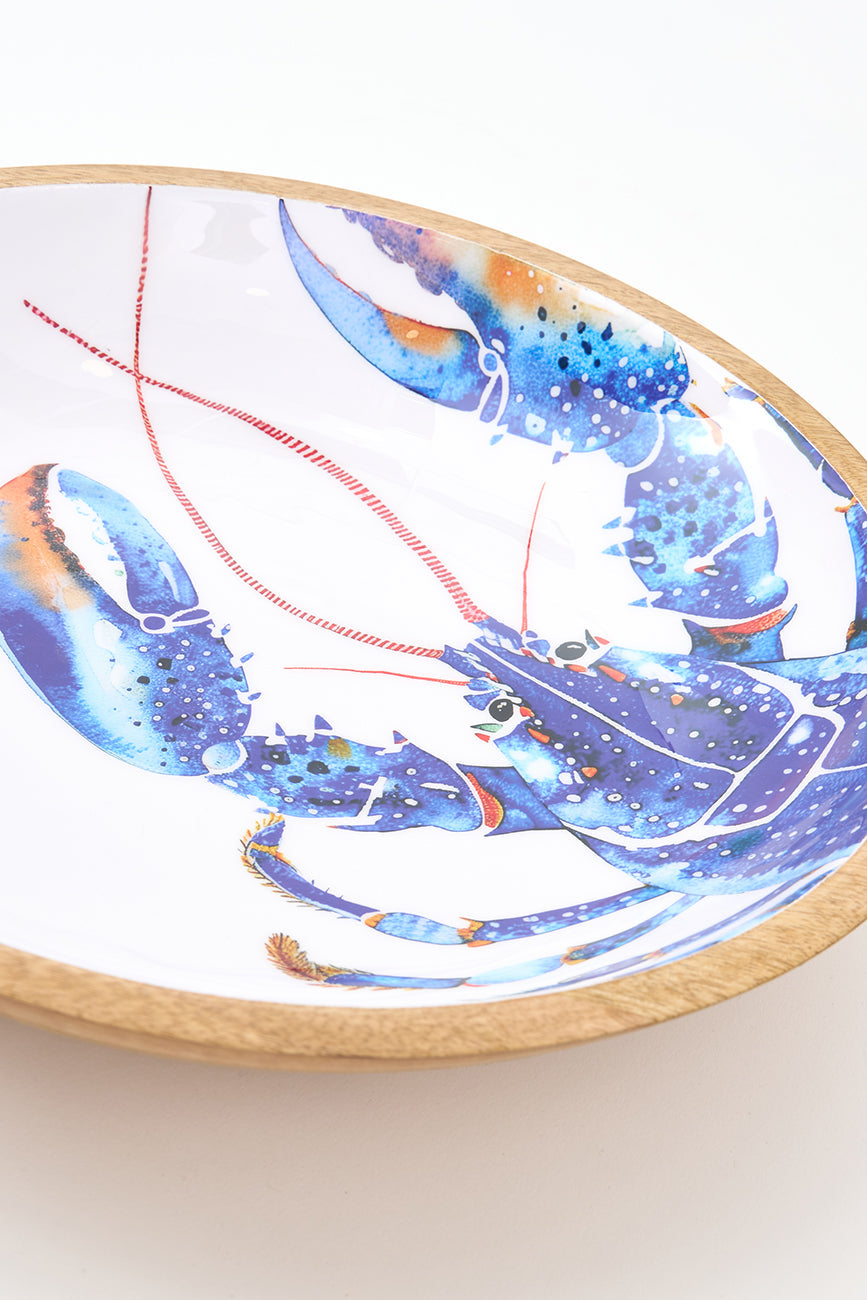 Large Enamelled Wooden Bowl with Lobster Design Batela Giftware