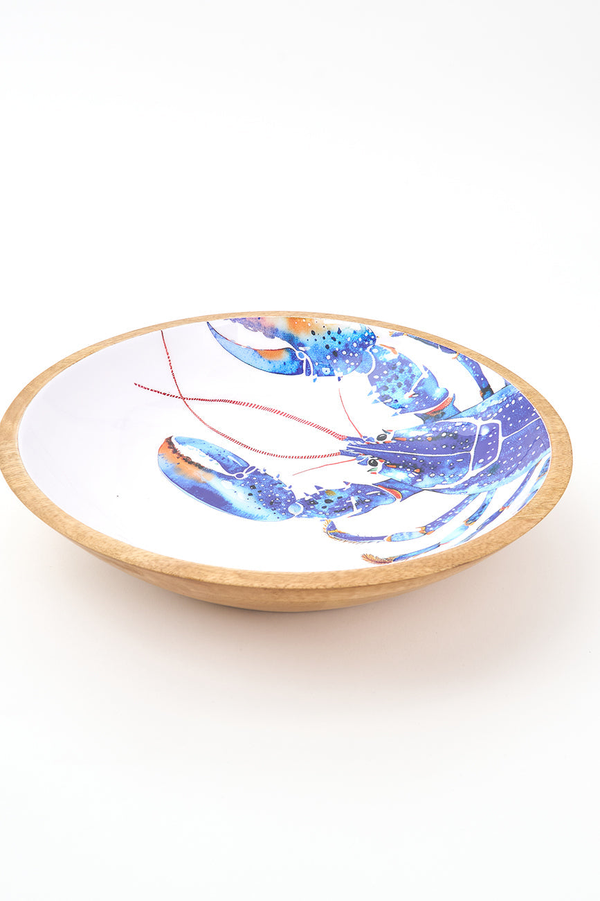 Large Enamelled Wooden Bowl with Lobster Design Batela Giftware