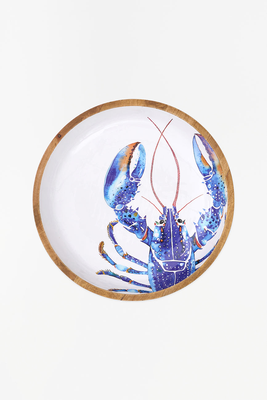 Large Enamelled Wooden Bowl with Lobster Design Batela Giftware