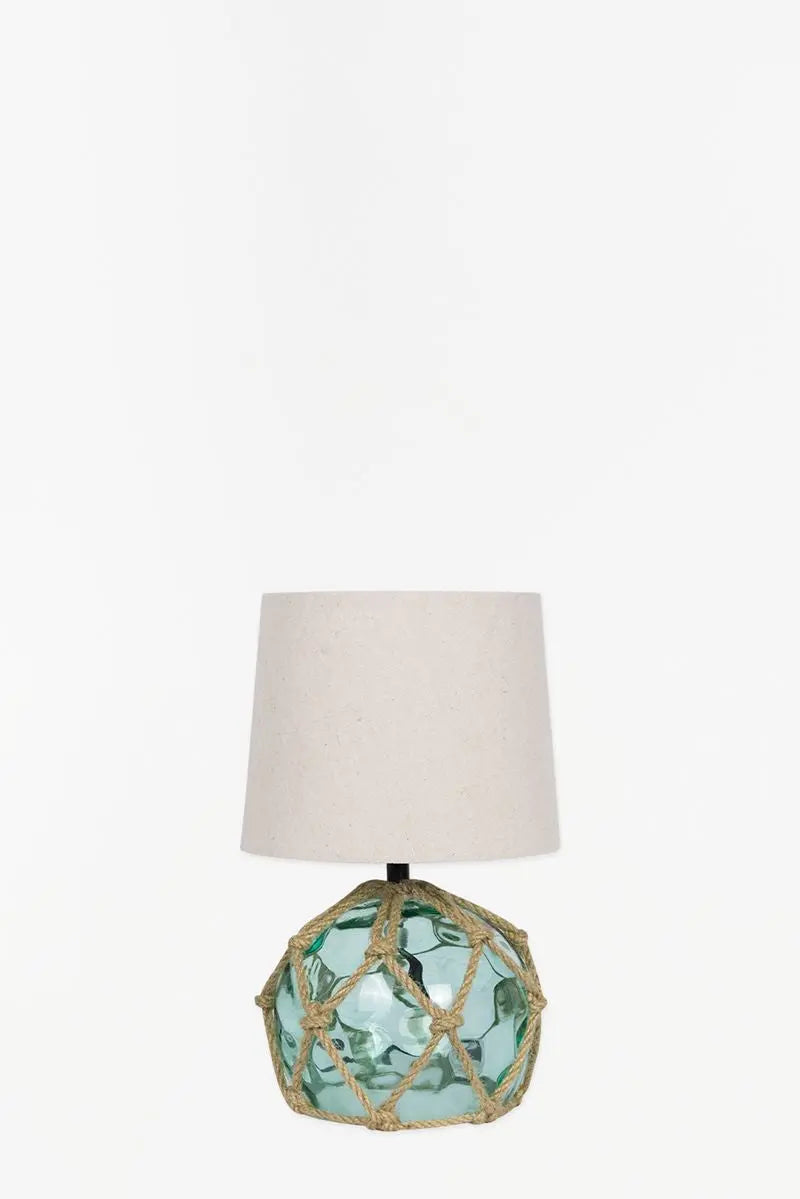 Small Glass Buoy Bedside Lamp - Green Lamp Table Lamps Batela Giftware