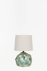 Small Glass Buoy Bedside Lamp - Green Lamp Table Lamps Batela Giftware
