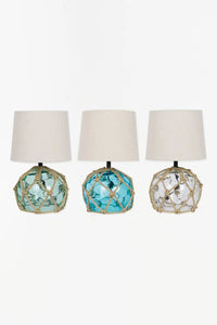Small Glass Buoy Bedside Lamp - Green Lamp Table Lamps Batela Giftware