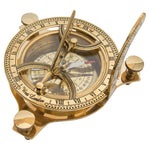 Brass Sundial Compass Gift Set with Wooden Presentation Box by Batela