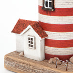 LED Wooden Striped Lighthouse with House by Batela