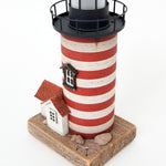 LED Wooden Striped Lighthouse with House by Batela