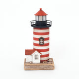 LED Wooden Striped Lighthouse with House by Batela