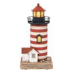 LED Wooden Striped Lighthouse with House by Batela
