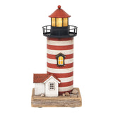 LED Wooden Striped Lighthouse with House by Batela