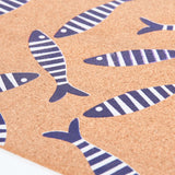 Cork Table Mat with Shoal of Striped Fish - Oblong by Batela