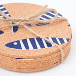 Cork Table Coasters with Shoal of Striped Fish - Round (Set of 6) by Batela