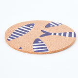 Cork Table Coasters with Shoal of Striped Fish - Round (Set of 6) by Batela