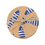 Cork Table Coasters with Shoal of Striped Fish - Round (Set of 6) by Batela