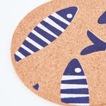 Cork Table Coasters with Shoal of Striped Fish - Round (Set of 6) by Batela