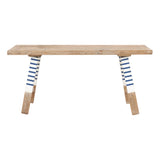 Wooden Bench with Enamel Detail by Batela