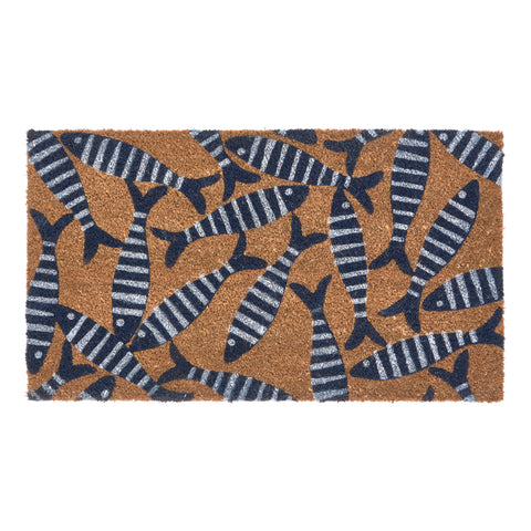 Shoal of Striped Fish Doormat by Batela