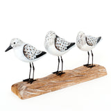 Three Sea Birds Ornament on a Driftwood Base by Batela
