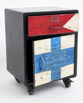 Metal Bedside Table with Hand Painted Flags by Batela