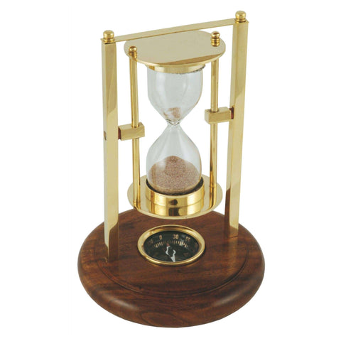 Brass Hourglass With Compass Base by Batela