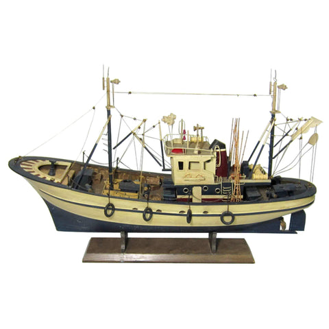 Fishing Boat, Blue and Cream - Model Boat by Batela