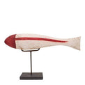 Wooden Fish on a Stand - Red/White Driftwood Fish Home Decoration Ornaments Batela Giftware