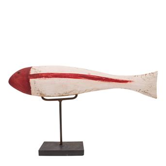 Wooden Fish on a Stand - Red/White by Batela
