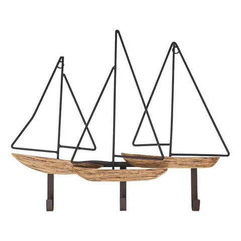 Three Coat Hooks - Sailboats by Batela